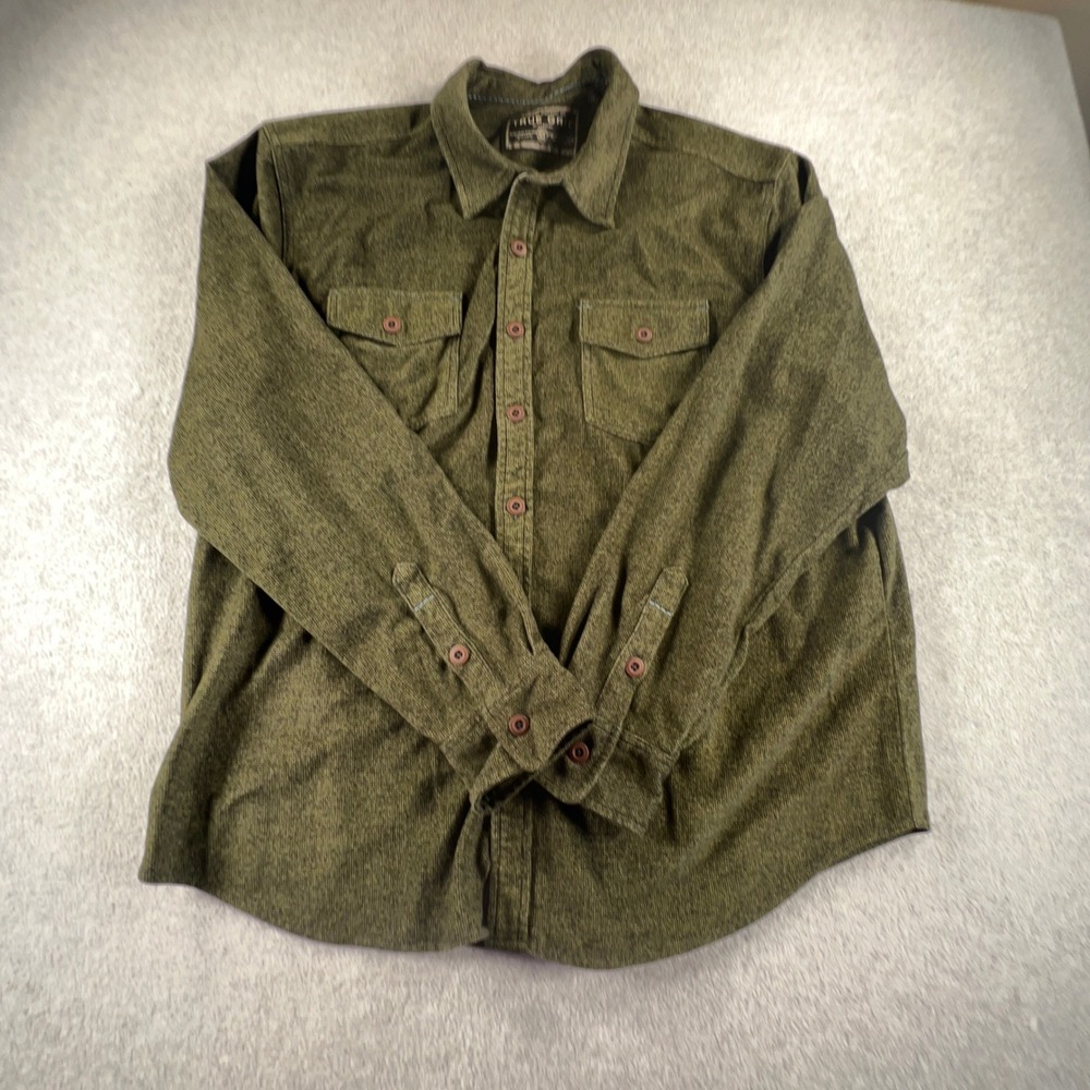 True Grit American Outdoor Co Mens XXL Olive Green Marled Button Down Shirt